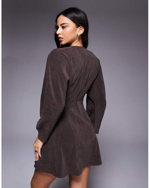 ASOS Gray Cord Wide Sleeve Mini Swing Dress