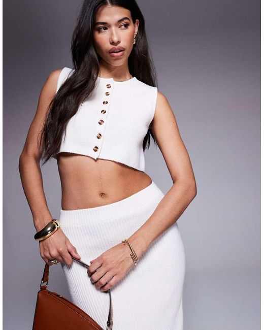 Aria Cove Gray Ribbed Knit Cropped Waistcoat Co-ord