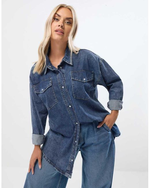Yours Clothing Blue Western Denim Shirt