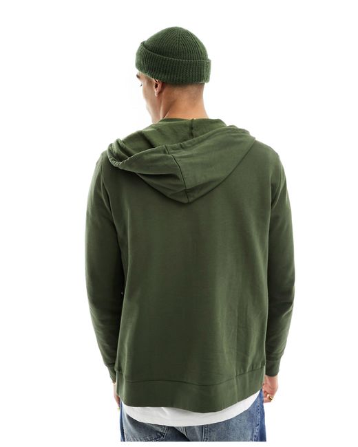 ASOS Green Zip Through Hoodie for men
