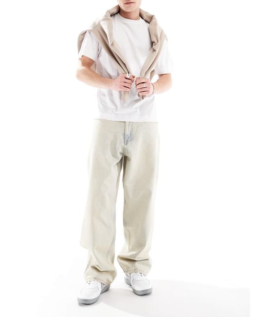 Dr. Denim White Kobe baggy Fit Mid Waist Jeans for men