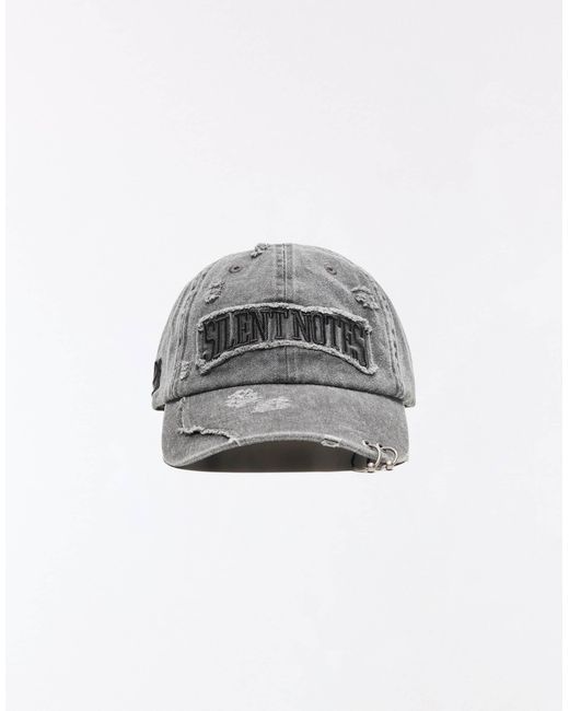 Bershka Cap mit washed-effekt und patch in Gray für Herren