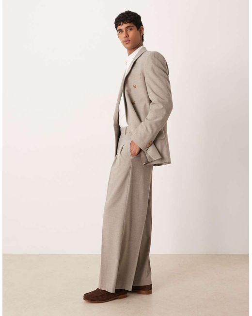 ASOS Natural Loose Suit Trousers for men
