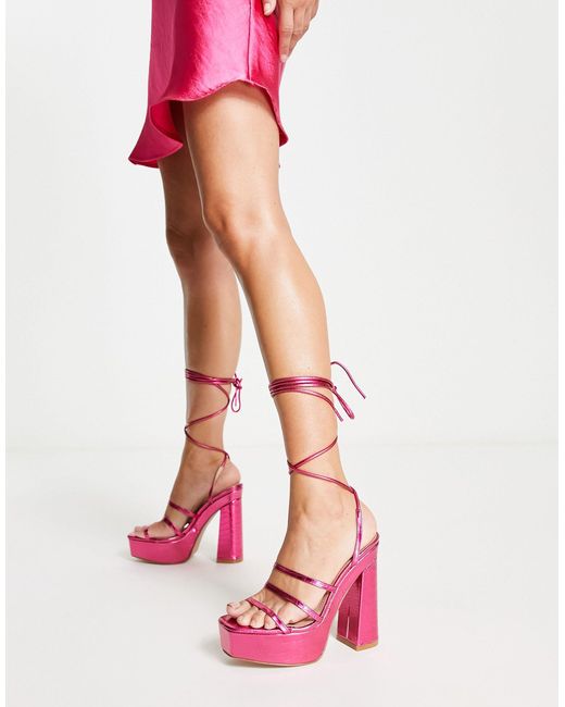 SIMMI Pink Simmi london wide fit – sia – riemchen-sandaletten