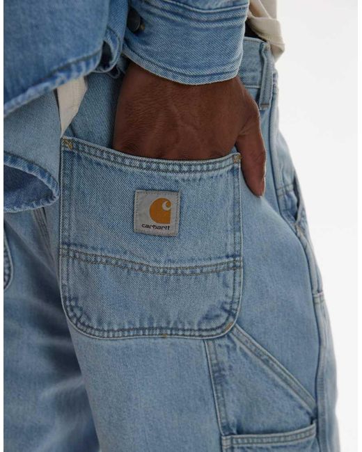 Pantaloncini Azzurri Con Ginocchio Doppiato di Carhartt in Blue da Uomo