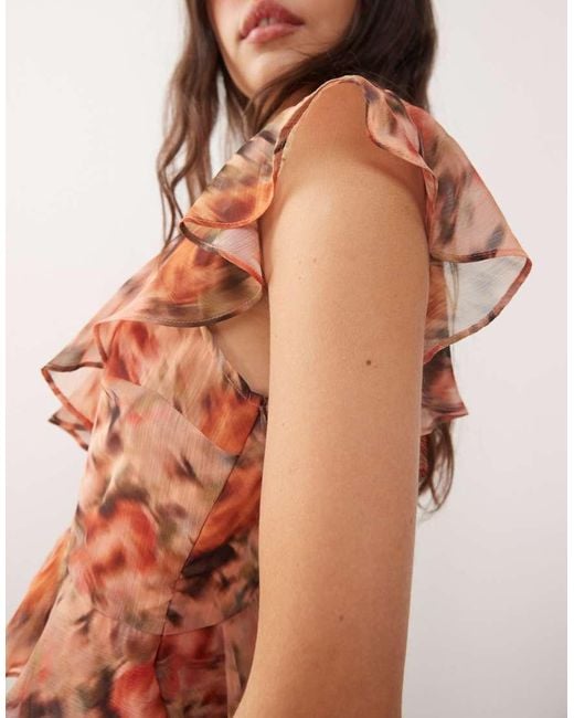 Reclaimed Vintage Pink Midi Dress With Asymmetric Hem And Ruffles