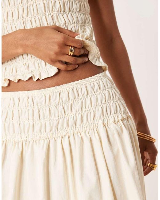 ASOS Natural Shirred Waist Maxi Skirt