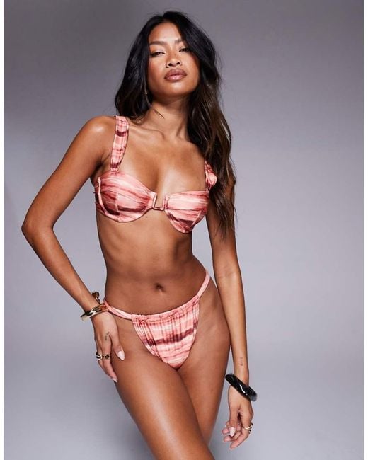 South Beach Brown Blur Print Underwire Bikini Top