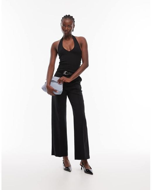 ASOS Black Compact Cotton Halterneck Top