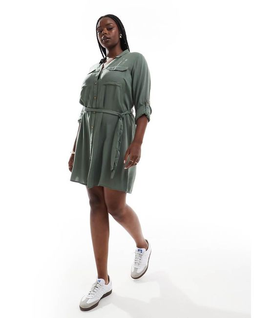 Vero Moda Green Mini Shirt Dress