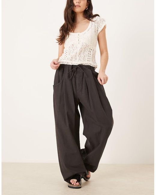 Free People Natural Chambers Laid Back Pull On Trousers