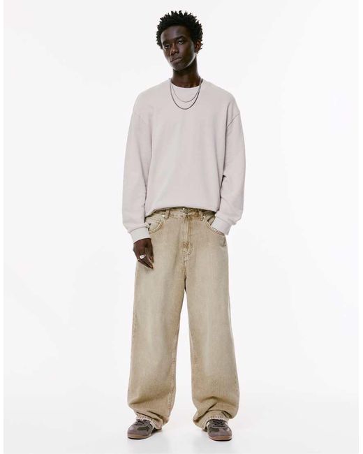 Jeans Larghi Vestibilità Comoda Color Sabbia di Pull&Bear in Natural da Uomo