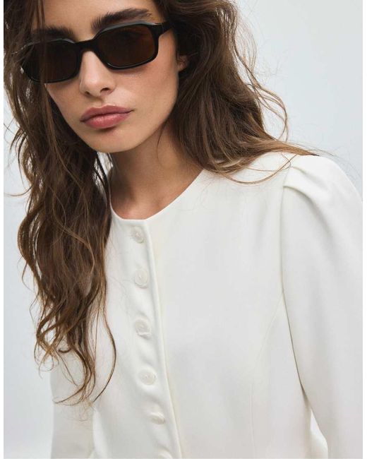 Stradivarius White Peplum Blazer
