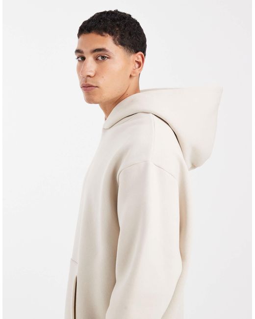 ASOS – locker geschnittener basic-kapuzenpullover in Natural für Herren
