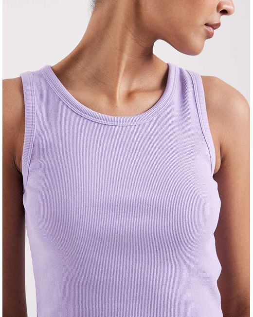 JJXX Purple Fallon Ribbed Cropped Singlet