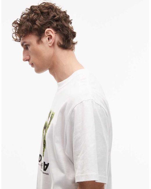 DOUBLE A by WOOD WOOD White Liam Moss Motif Logo T-shirt for men