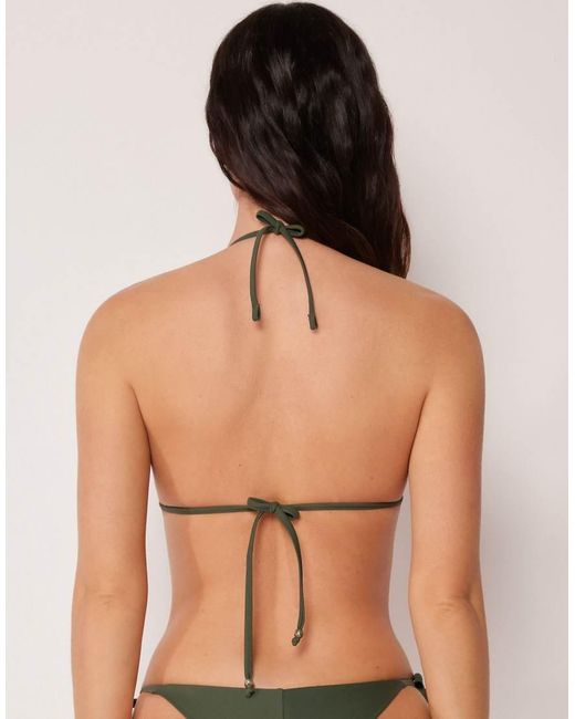 Calzedonia Green Triangle Bikini Top Sequin Net