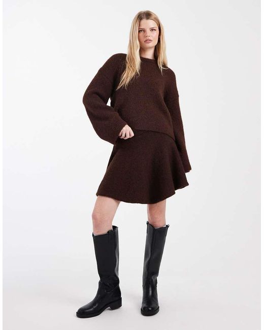 ASOS Brown Wide Sleeve Knitted Jumper Co-ord With Wool