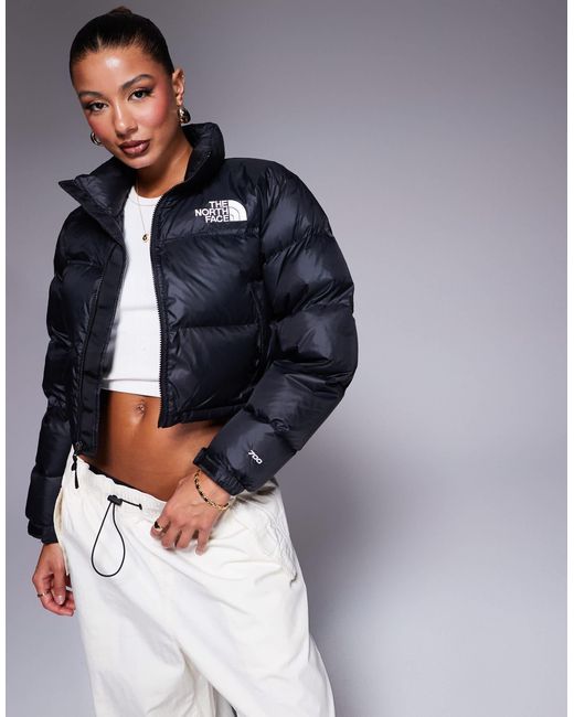 The North Face Black – nuptse – kurz geschnittene daunen-pufferjacke