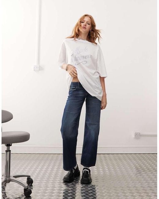 Cheap Monday Blue Anti Low Rigid Straight Leg Jeans
