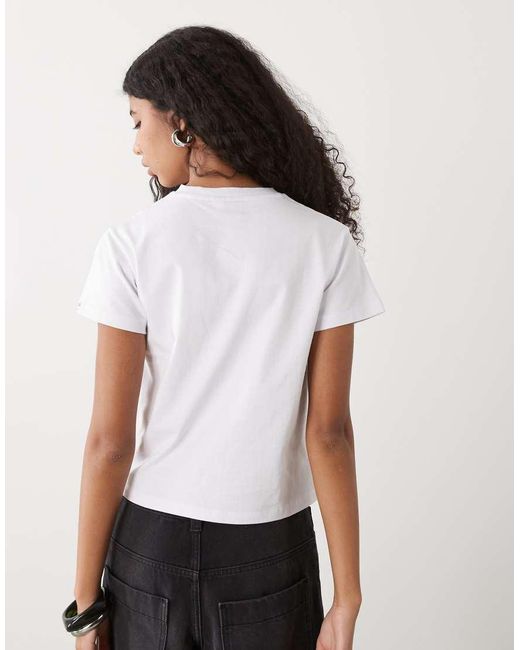 Collusion White Short Sleeve V-neck Tshirt