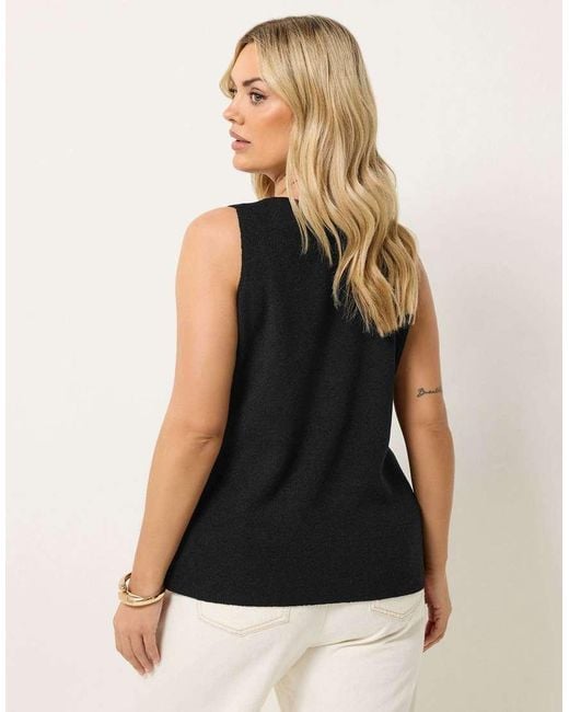 Yours Clothing Black Knitted Waistcoat