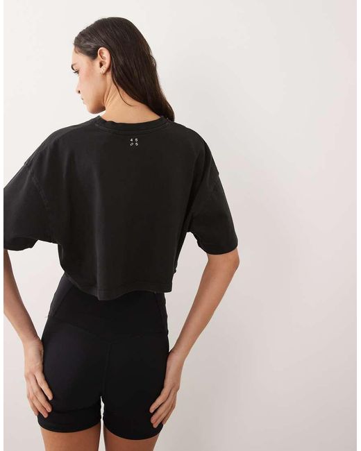 4505 Black Icon Heavyweight Cotton Cropped T-shirt With Quick Dry Finish