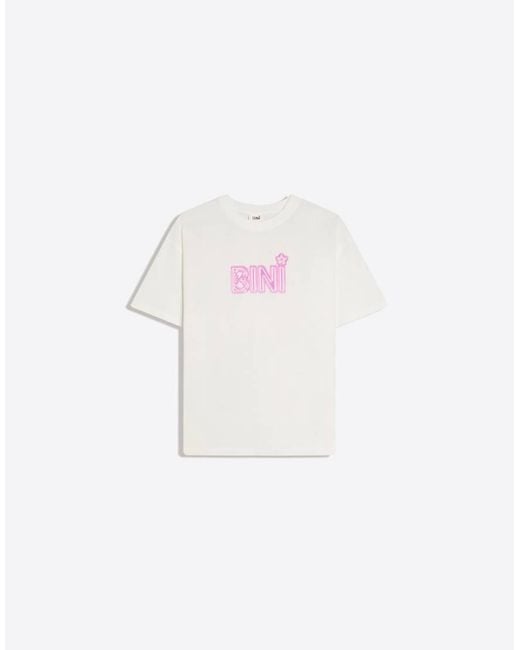 Bershka White Oversize Bini Print T-shirt