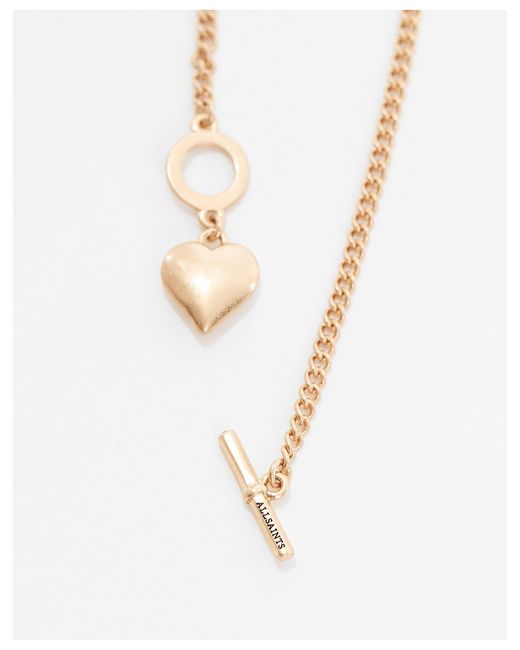 AllSaints Brown Heart Pendent Chain Necklace