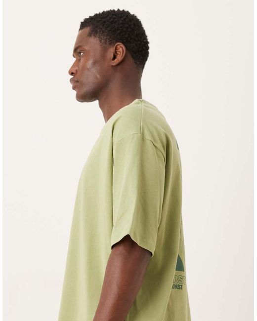 SELECTED Green Oversized T-shirt With Abstract Backprint for men