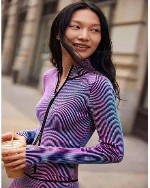 Desigual Purple Double-Zip Knit Jacket