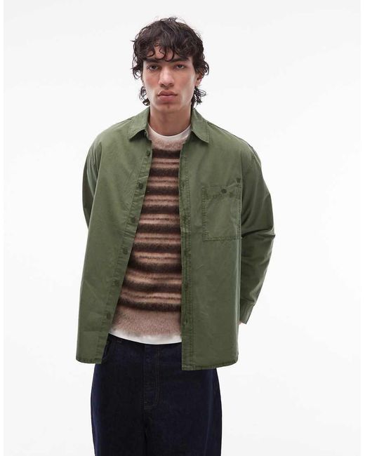 DOUBLE A by WOOD WOOD Green Cooper Overshirt for men