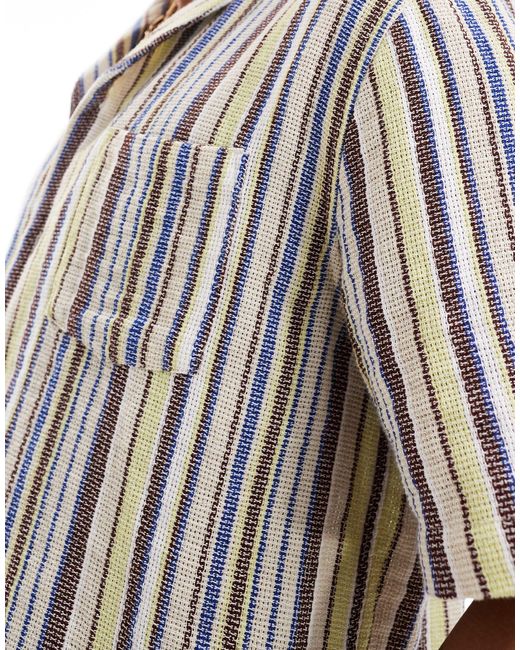 Camisa holgada a rayas retro texturizadas Cotton On de hombre de color Gray