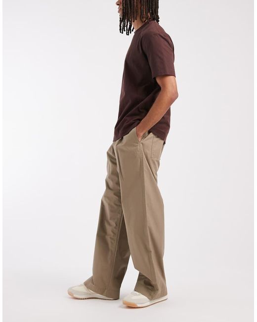 Jack & Jones Brown Pleated Front Wide Leg Trouser for men