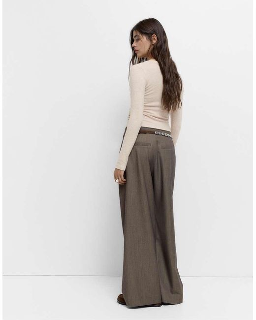 Pull&Bear Natural Soft Touch T-Shirt With Gathered Detail