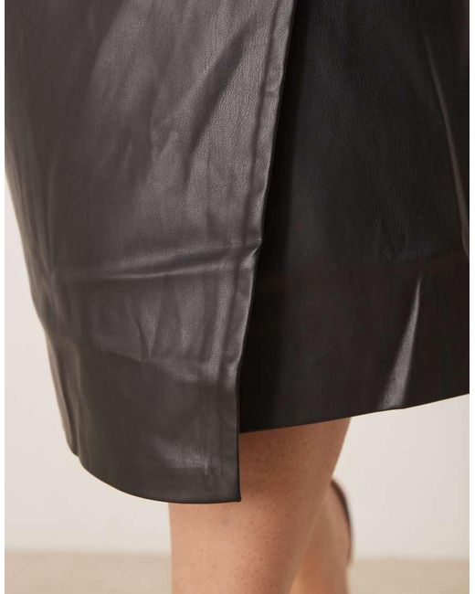 Never Fully Dressed Black Jaspre Leather Look Wrap Tie Side Midi Skirt