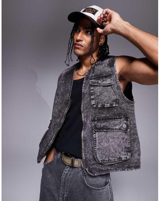Alpha Industries Gray Alpha Utlity Vest for men