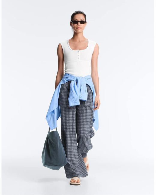Oysho White Sleeveless Rib T-Shirt With Cotton And Modal Buttons