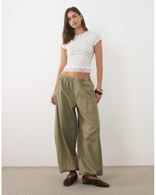 New Look White Polka Dot Baby Tee With Lace Hem