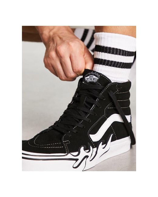 Vans White Sk8-hi Trainers With Flame Print for men