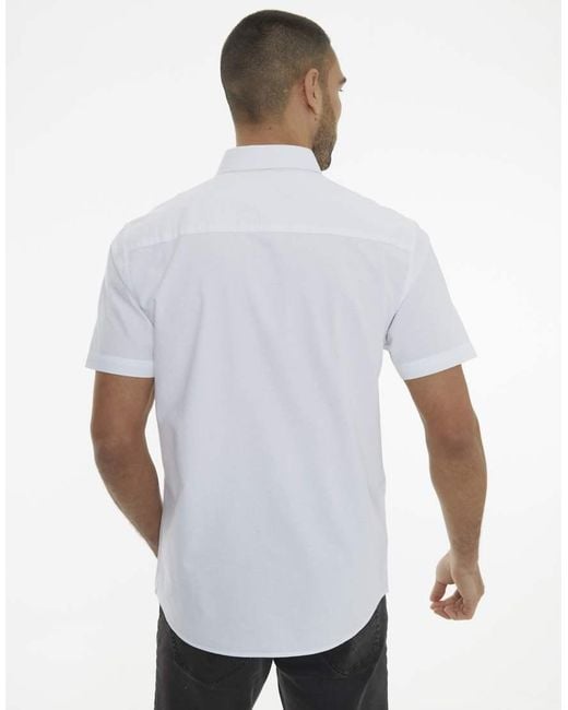 Threadbare White Oxford Cotton Short Sleeve Shirt for men