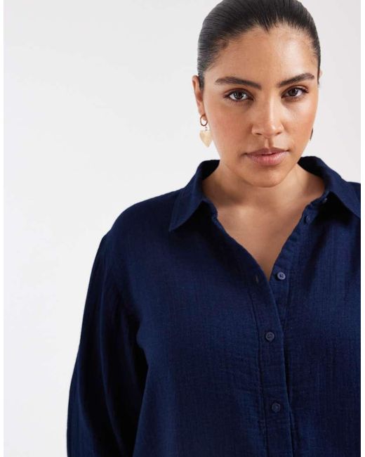 ONLY Blue Seersucker Shirt Co-ord
