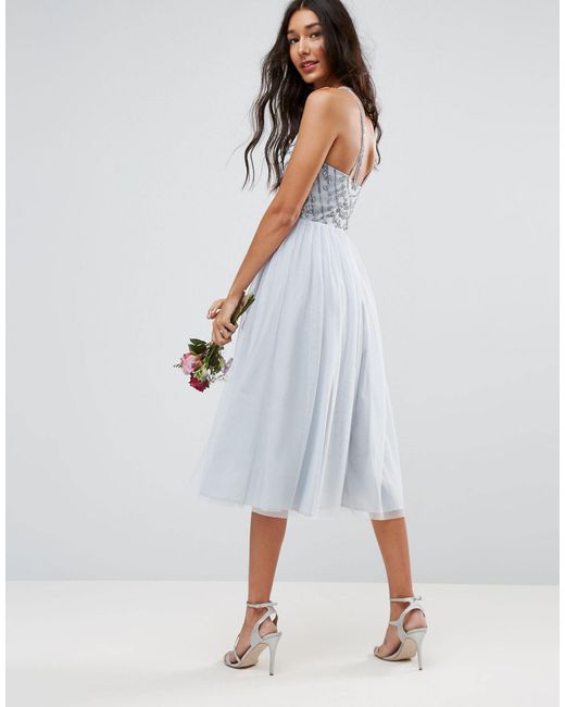 asos design beaded backless midi dress
