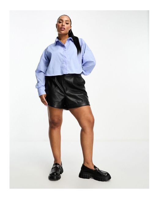 River Island kunstleder shorts in Blau Lyst DE