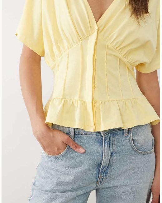 ASOS Blue Gathered Bust Top With Corset Waist