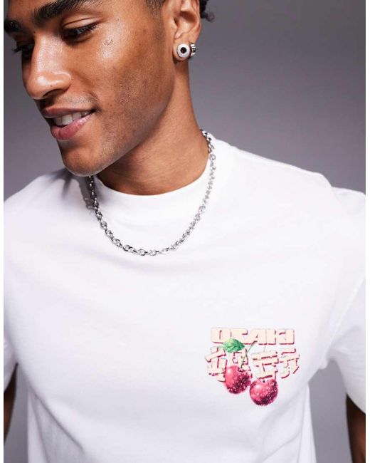 River Island White Japanese Cherry Print T-shirt for men