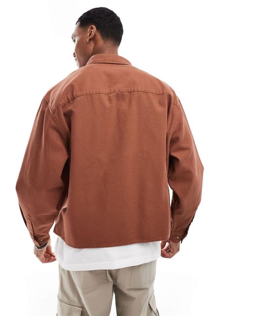 Chemise oversize coupe carrée avec écusson placé - rouille ASOS pour homme en coloris Brown