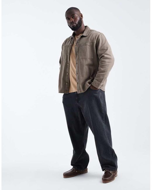 ASOS Natural Heavyweight Cotton Twill Overshirt for men