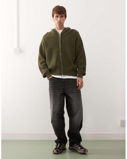 Weekday Gebreide Hoodie in het Green voor heren