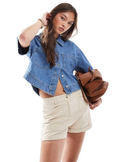 Brave Soul Blue Cotton Rich Shorts With Pockets
